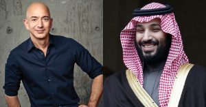 Jeff Bezos, on the left, and Prince Mohammed bin Salman