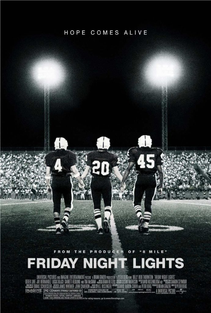 High school football in Texas is a way of life, and that’s exactly what you see in the film Friday Night Lights. This movie follows a high school football team during one season in Texas and shows how crazy the game and sport really are.