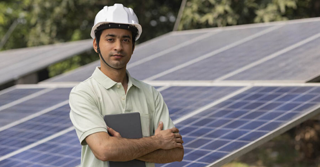 engineer, solar panel installation, sustainability, energy, electricity