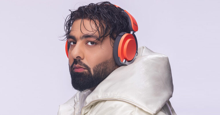 Indian singer, rapper, musician Badshah wearing Dyson OnTrac headphones