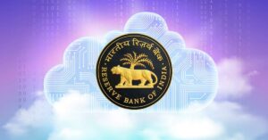 RBI logo with a cloud service vector depiction in the background