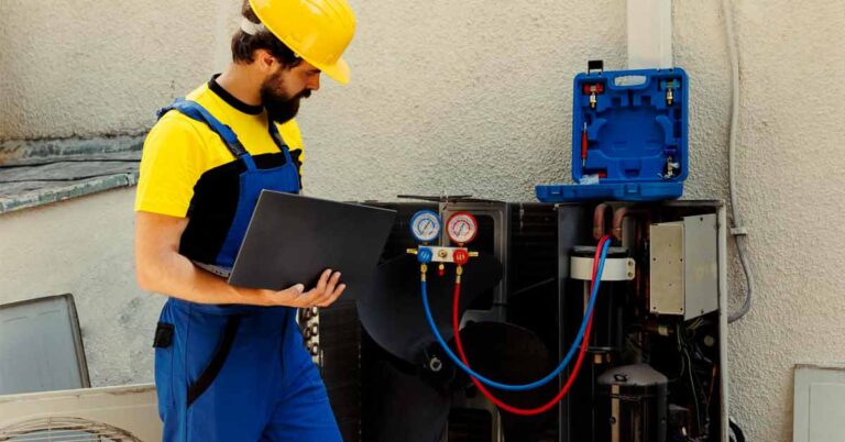 A repair guy repairing HVAC system