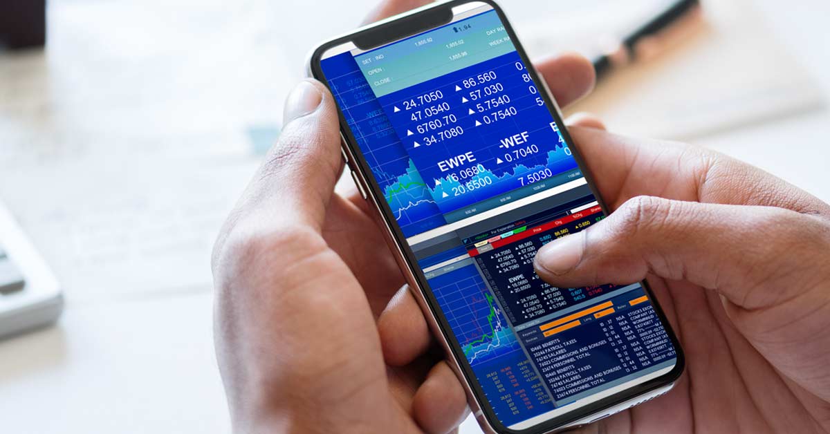 A smartphone showing a forex application