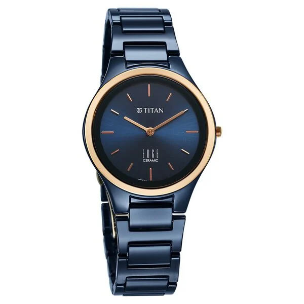 This watch is a masterpiece of minimalist design, blending a blue ceramic strap with sapphire crystal glass for a sleek, modern finish.