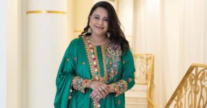 Bollywood actress Swara Bhasker in a green Indian traditional suit.