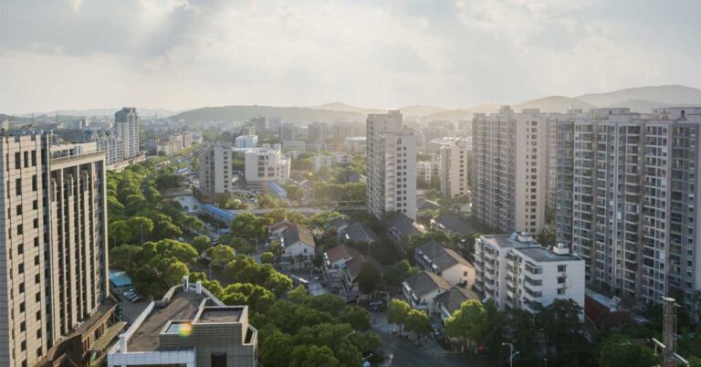 An aerial view of apartment building somewhere in Bengaluru (Bangalore)
