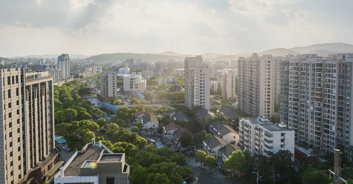 An aerial view of apartment building somewhere in Bengaluru (Bangalore)
