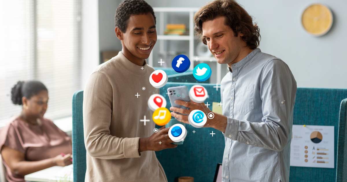 A happy Multi-ethnicity social media team working.