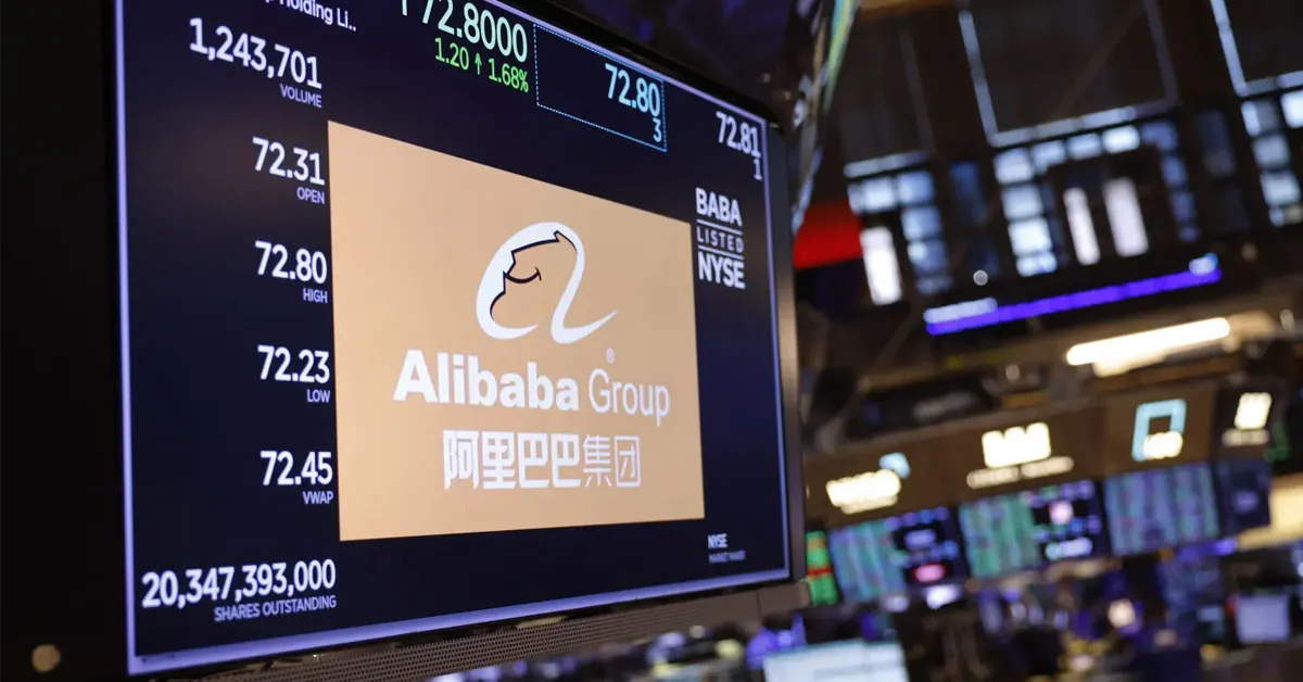 Alibaba logo appears at the New York Stock Exchange