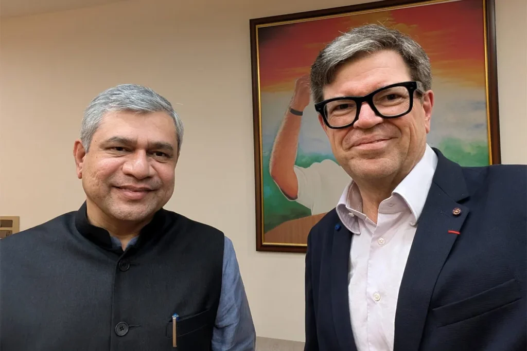Ashwini Vaishnaw meeting Yann LeCun in October 2025 to discuss AI collaboration in India
