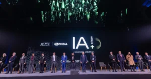Officials from Nuevo León with executives from AI-GDC and Cipre Holding during the announcement of the state’s first high-performance AI and computing center
