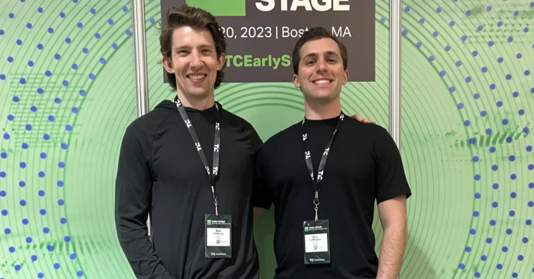Pryzm co-founders: Matt Hawkins (L) and Nick LaRovere pictured at TechCrunch Earlystage 2023