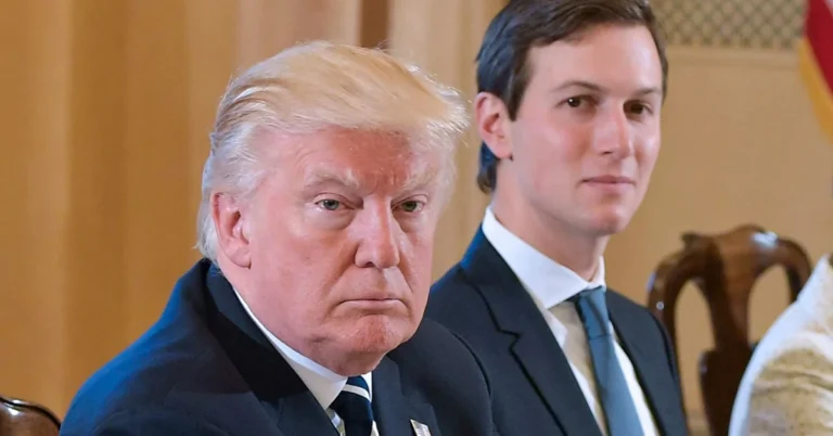 Donald Trump standing alongside Jared Kushner during a public appearance.