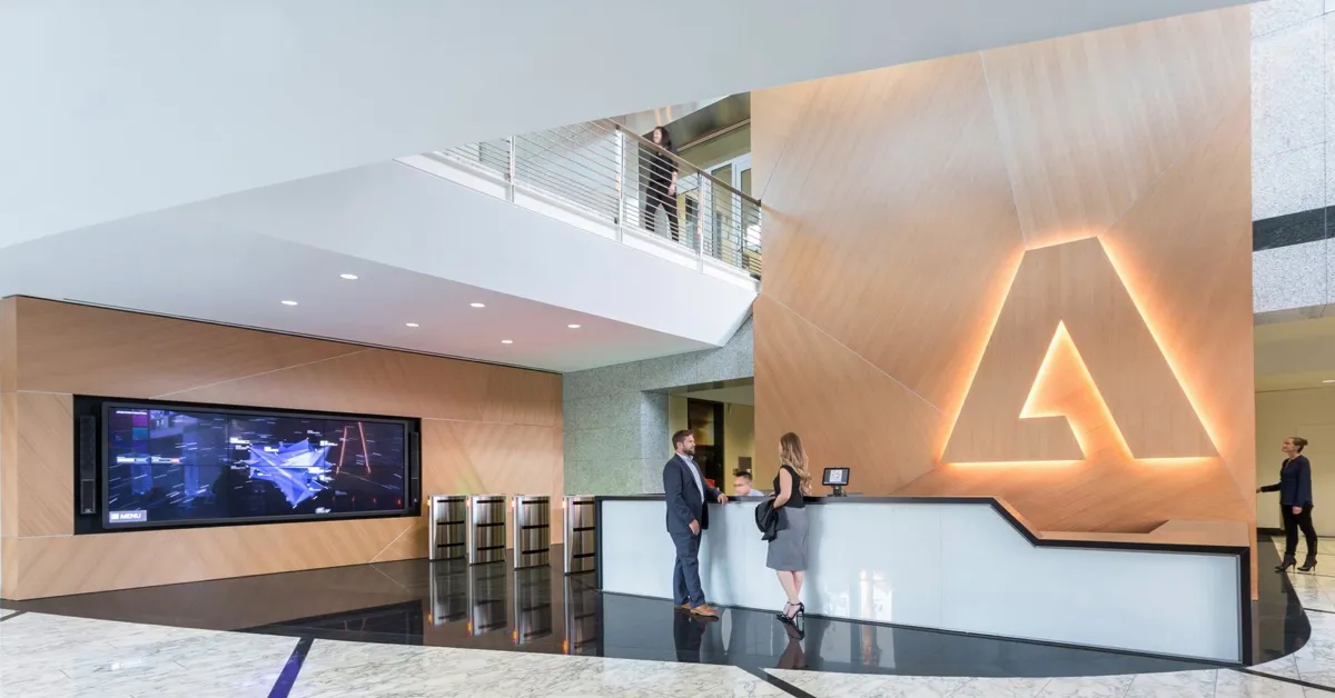 An interior view of Adobe’s headquarters in San Jose, California