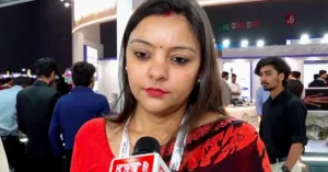 Prof. Neha Singh at Galgotias University pavilion during India AI Impact Summit 2026