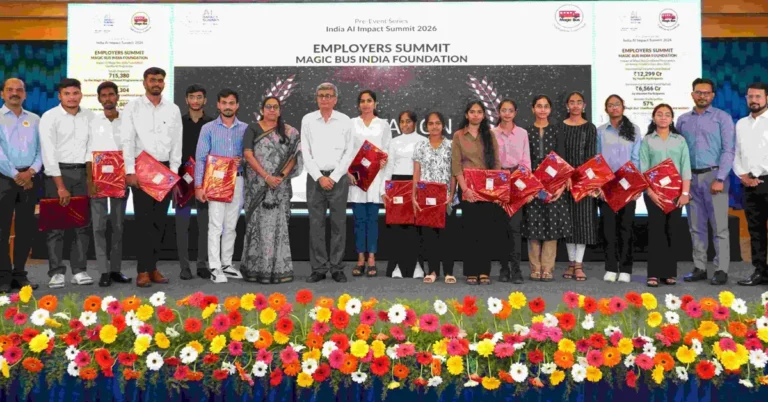 Magic Bus representatives with youth participants at their Employers Summit