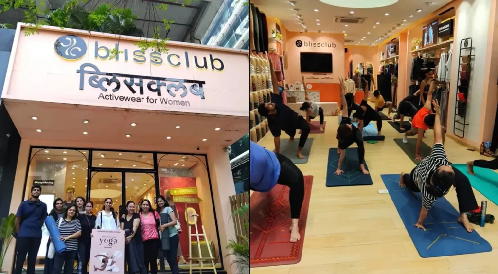 Indian women in BlissClub activewear at a community fitness session — the brand's community-led D2C growth model was built months before product launch