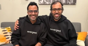 Emergent co-founders CEO Mukund Jha (left) and Madhav Jha (right) at Emergent headquarters
