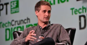 Snapchat co-founder and CEO Evan Spiegel speaking at a TechCrunch event