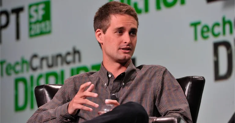 Snapchat co-founder and CEO Evan Spiegel speaking at a TechCrunch event