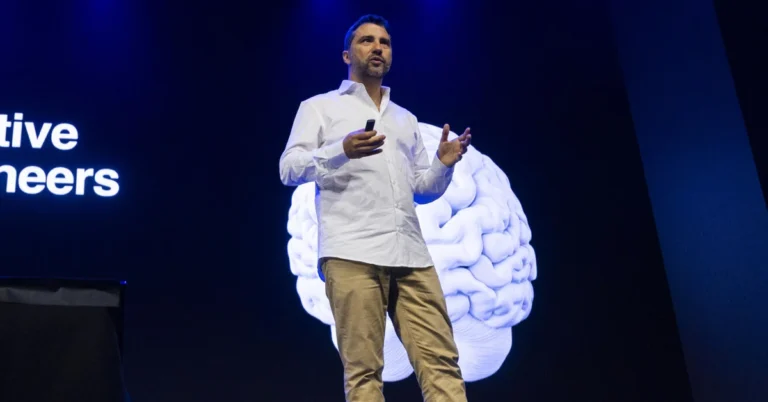 Freepik CEO Joaquín Cuenca Abela speaking at UpscaleConf Málaga 2025