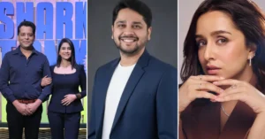 Palmonas co-founders Amol Patwari and Pallavi Mohadikar at Shark Tank India, VP Supply Chain Ritu Raj, and co-founder Shraddha Kapoor