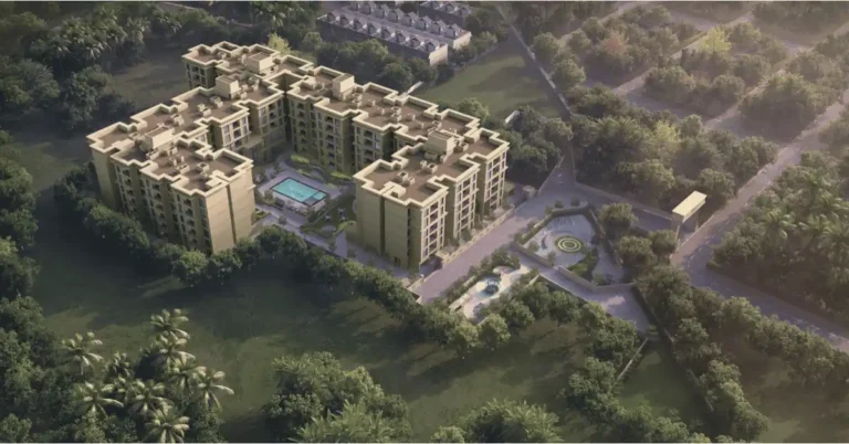 Aerial view of gated apartment complexes in Bachupally, Hyderabad