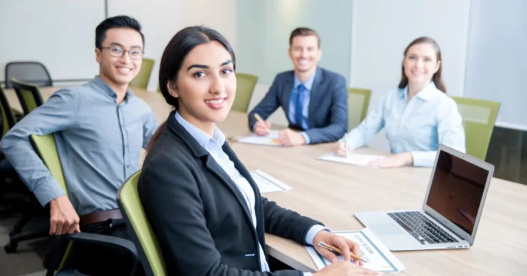 Small startup team gathered around a whiteboard planning workforce systems as headcount grows