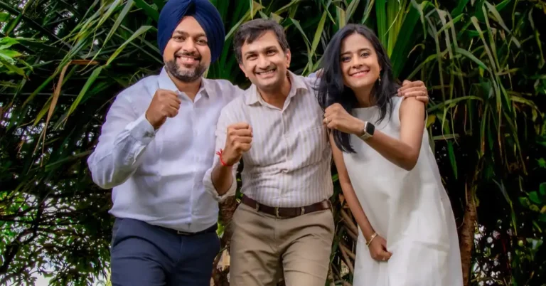 Asaya co-founders Mandeep Bhatia, Neeraj Biyani, and Eeti Sharma standing together, left to right