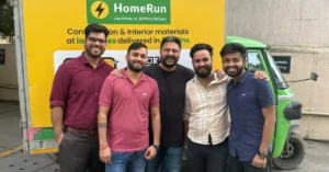 HomeRun electric delivery vehicle loaded with construction materials in Bengaluru