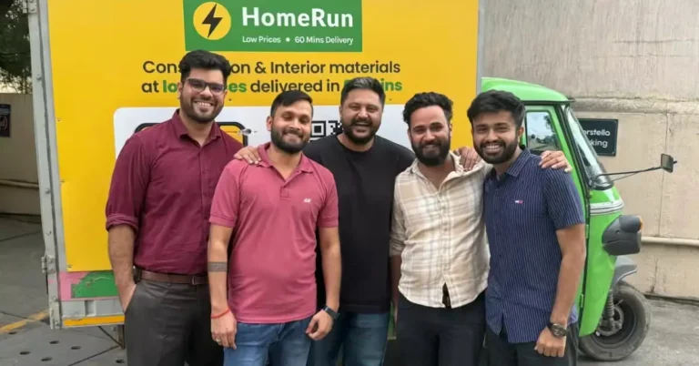 HomeRun electric delivery vehicle loaded with construction materials in Bengaluru