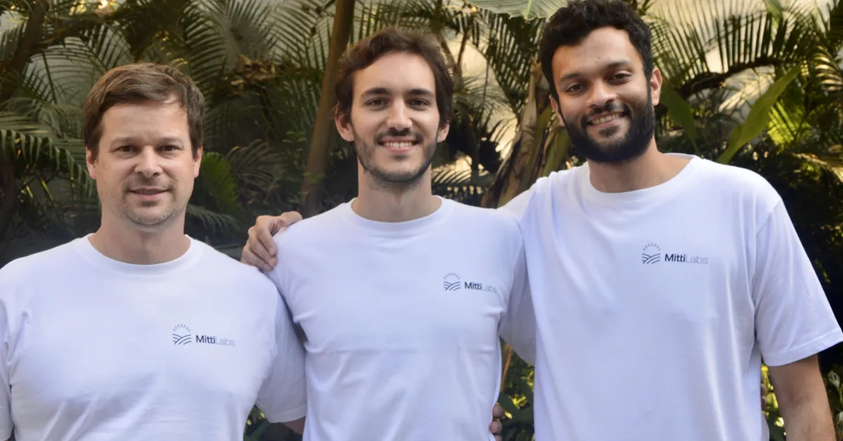 Mitti Labs co-founders Nate Torbick, Xavier Laguarta Soler and Devdut Dalal standing together