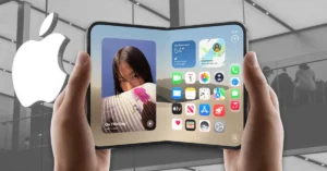 Apple iPhone Duo foldable smartphone unfolded showing 7.6-inch inner display