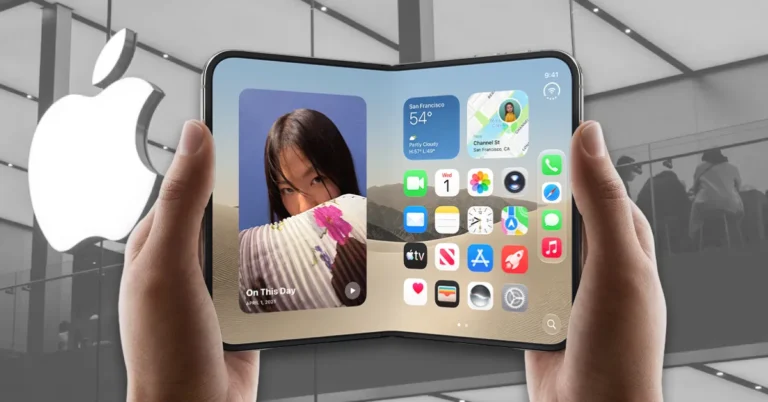 Apple iPhone Duo foldable smartphone unfolded showing 7.6-inch inner display